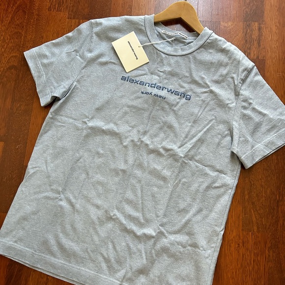 NWT Alexander Wang Short Sleeve Tee w/ Glitter Wash and Puff Logo M - Picture 7 of 16